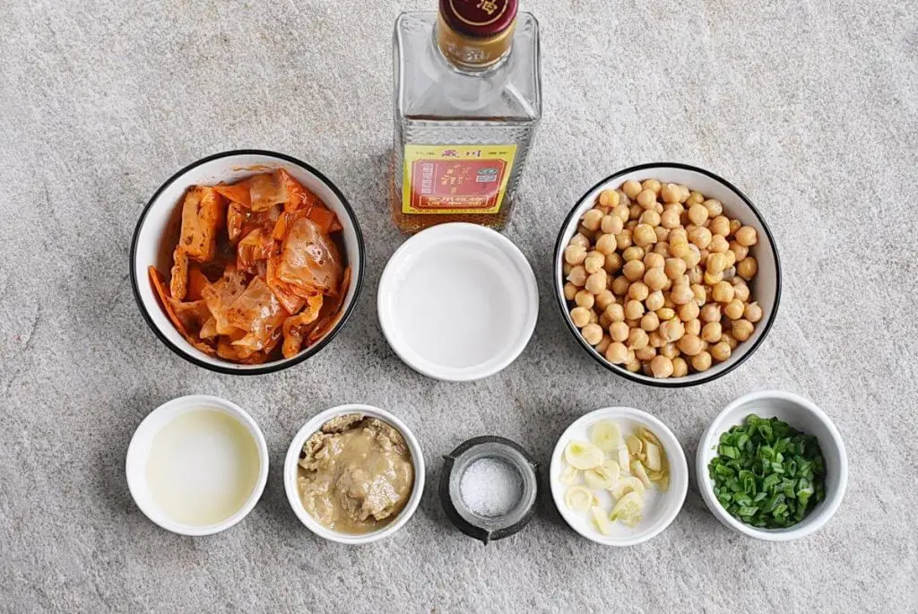 Ingredients for Kimchi-Sesame Hummus