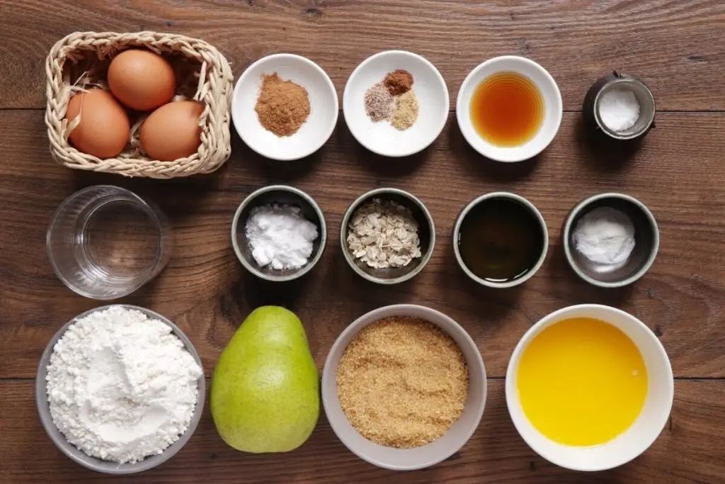 Ingredients for Spiced Pear Cake