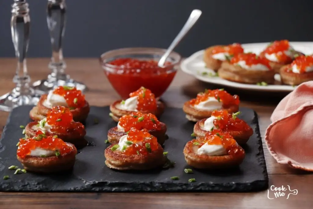 Buckwheat Blinis with Salmon Roe