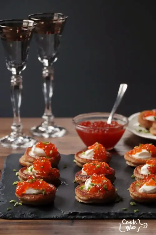 Buckwheat Blinis with Salmon Roe