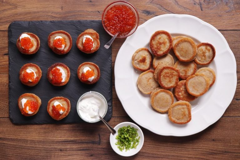 Buckwheat Blinis with Salmon Roe Recipe Cook.me Recipes