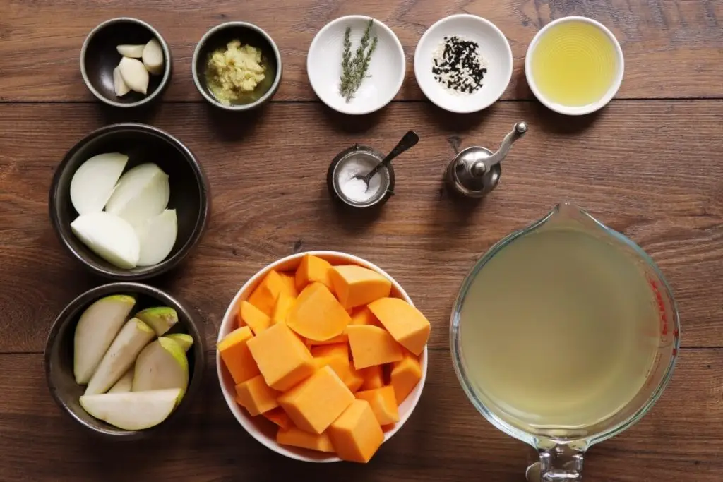 Ingredients for Butternut Squash and Pear Soup