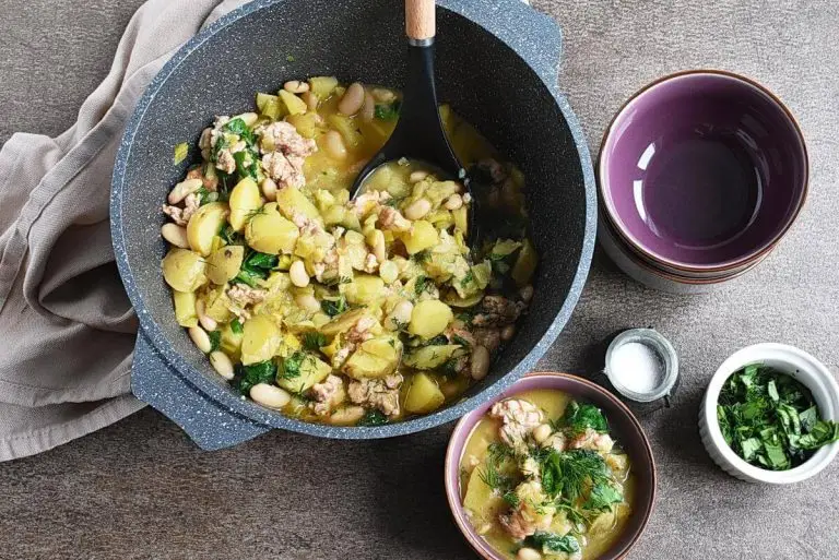 Step 7 - Leek, Potato and Spinach Stew