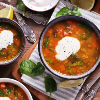 Middle Eastern Spinach Lentil Soup Recipe-Spinach Lentil Soup-Lentil Soup with Spinach Recipe-Spicy Lentil Soup with Spinach