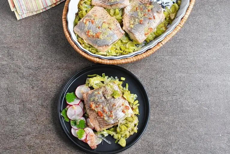 How to serve Yuzu Salmon with Buttered Leeks