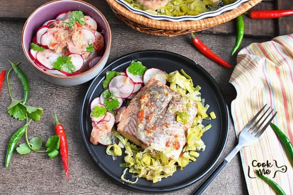 Yuzu Salmon with Buttered Leeks