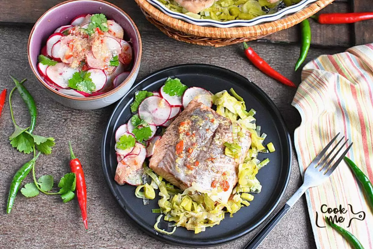 Yuzu Salmon with Buttered Leeks