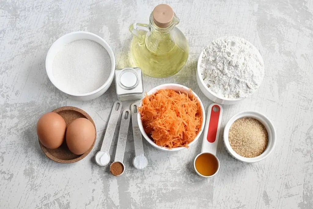 Ingredients for Soft & Moist Carrot Cake Muffins