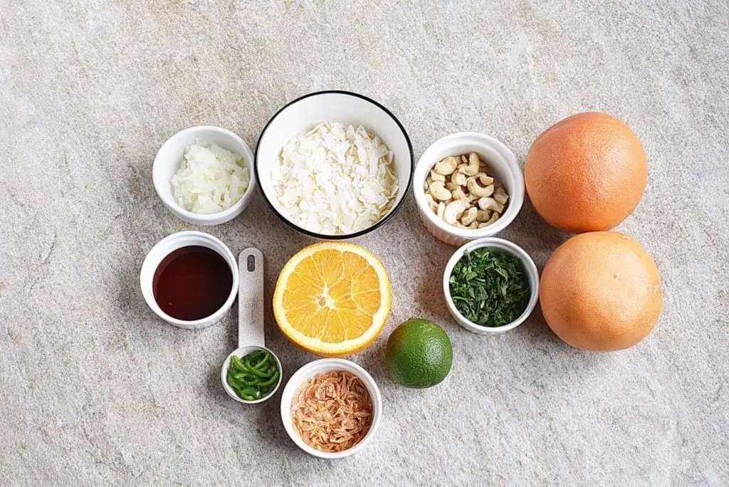 Ingredients for Thai Pink Grapefruit Salad