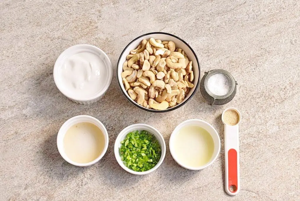Ingredients for 5 Minute Vegan Cream Cheese