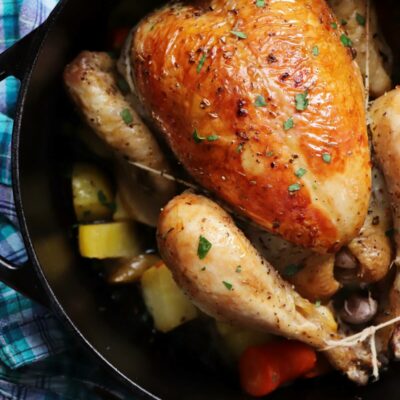Dutch Oven Whole Roast Chicken Recipe-the Perfect Whole Roast Chicken-Easy Chicken Dinner-Best Dutch Oven Roast Chicken