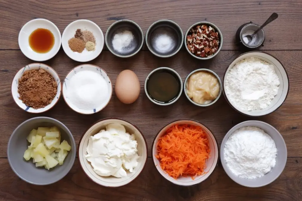 Ingredients for Mini Carrot Cake