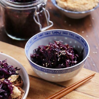 Red Cabbage Kimchi Recipe-Fermented Red Cabbage-How To Make Kimchi at Home-Korean Red Cabbage Kimchi