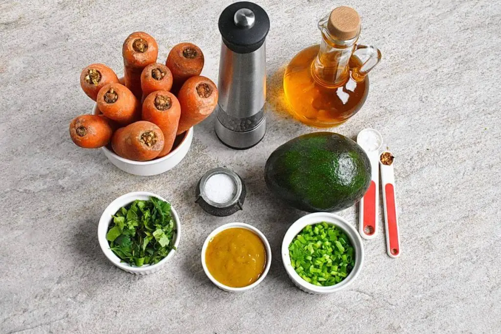 Ingredients for Roasted & Raw Carrot Salad with Avocado