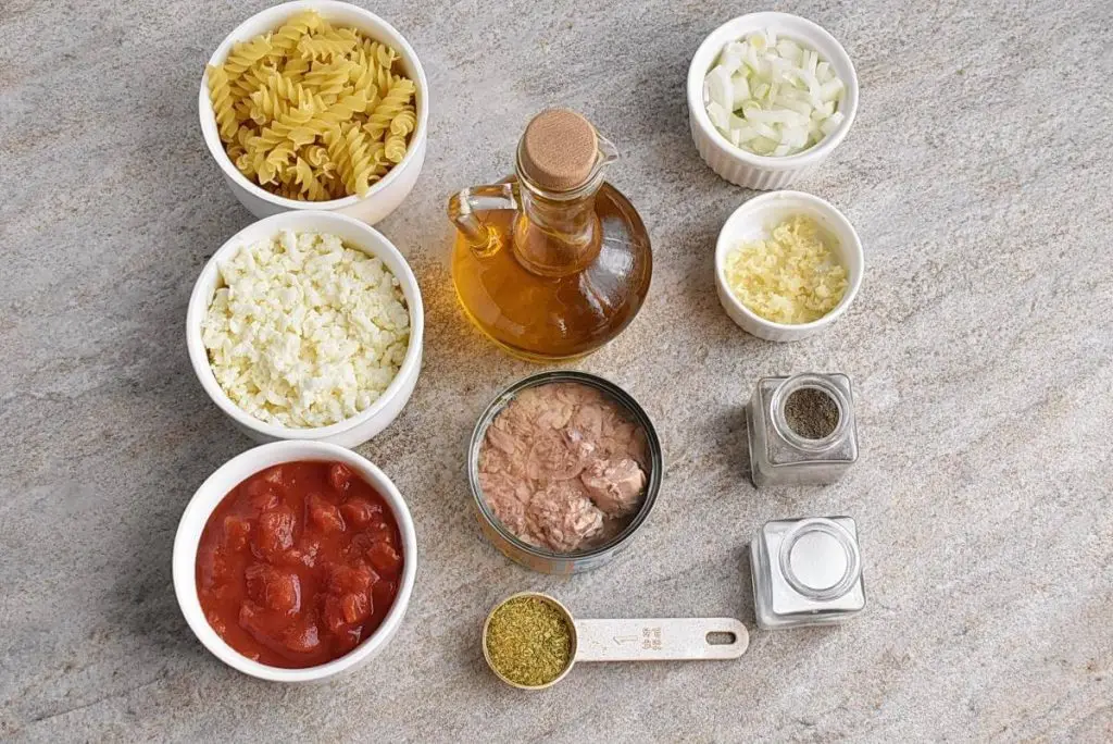 Ingredients for Tuna Pasta Bake