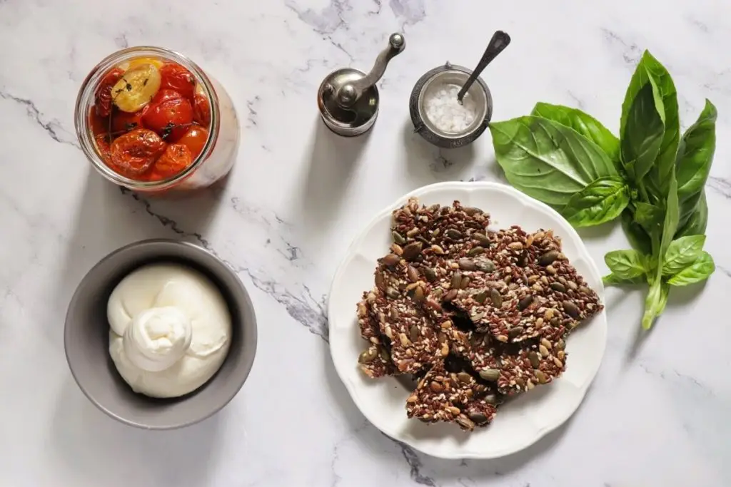 Ingredients for Burrata with Roasted Cherry Tomatoes