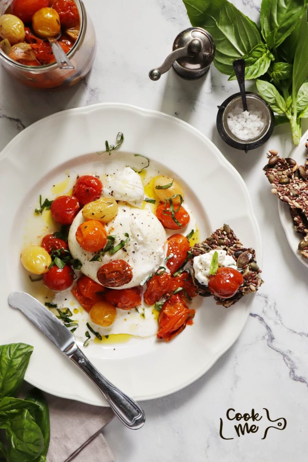 Burrata with Roasted Cherry Tomatoes Recipe - Cook.me Recipes