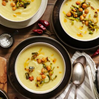 Potato Leek Soup Recipe-Potato Leek Soup with Spiced Chickpeas-The Best Potato Leek Soup