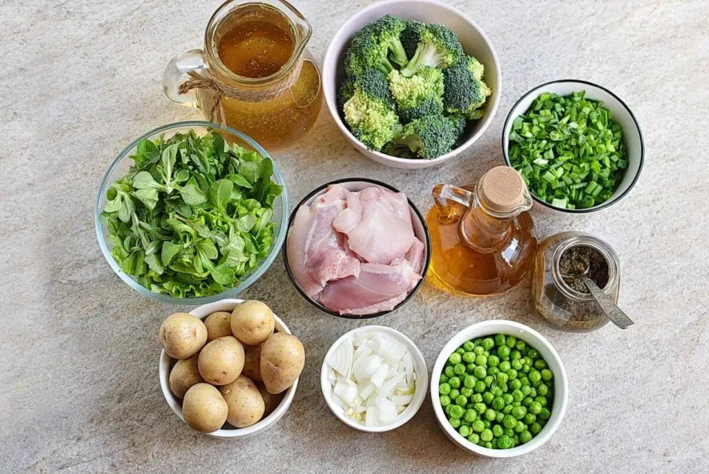 Ingredients for Spring Chicken in a Pot