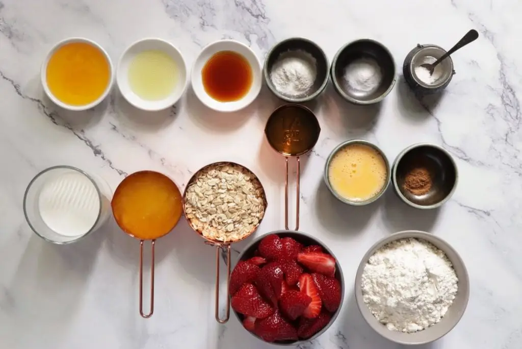 Ingredients for Honey Roasted Strawberry Muffins
