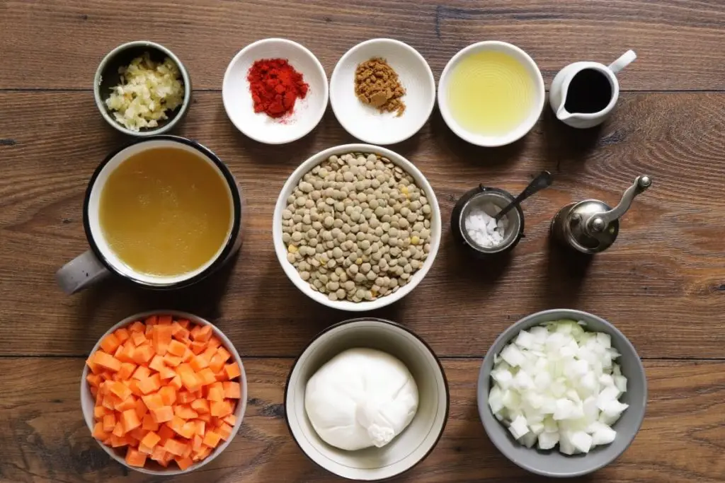 Ingredients for Lentil Soup with Burrata
