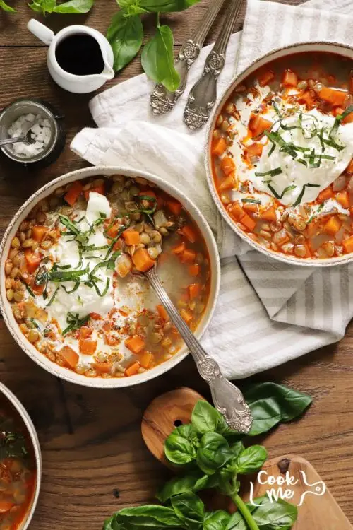 Lentil Soup with Burrata