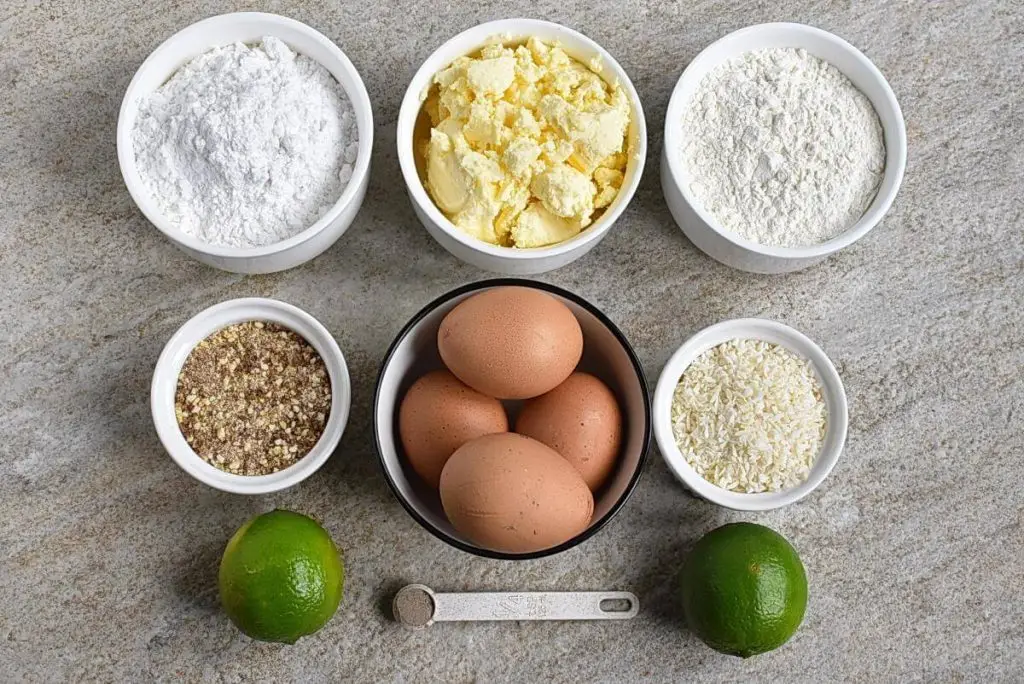 Ingredients for Lime, Coconut & Cardamom Cake
