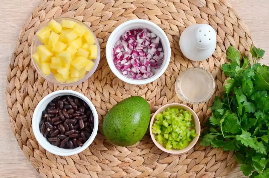 Ingridiens for Pineapple, Avocado and Bean Salsa
