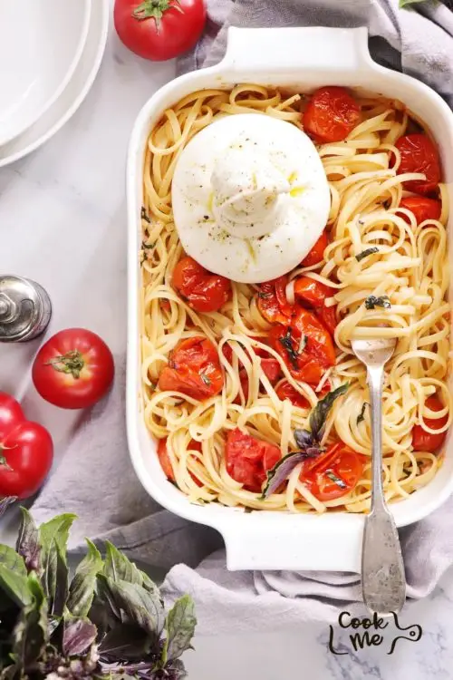 Roasted Tomato Pasta with Burrata