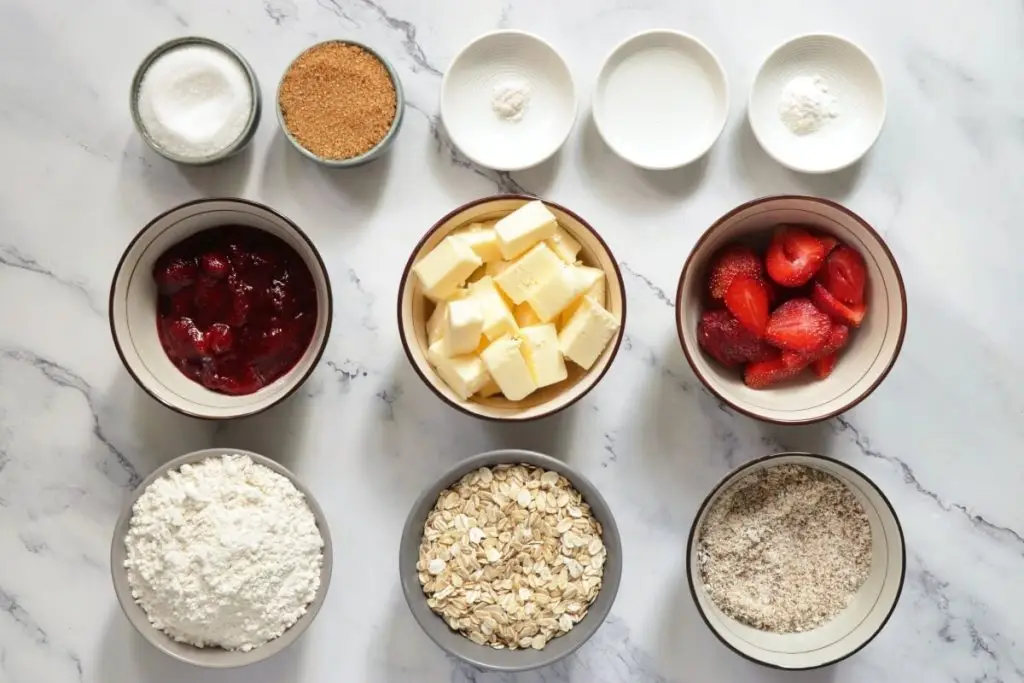 Ingredients for Strawberry Oatmeal Bars