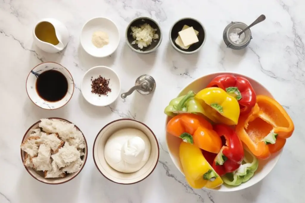 Ingredients for Roasted Bell Peppers with Burrata