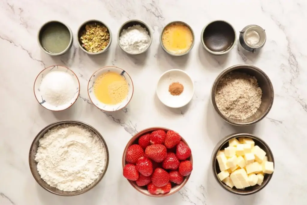 Ingredients for Rustic Strawberry Almond Galette