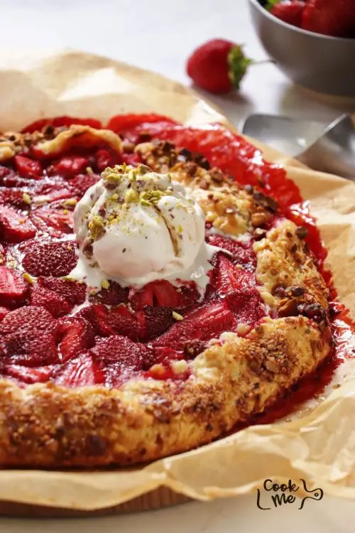 Flaky pastry and jammy strawberries
