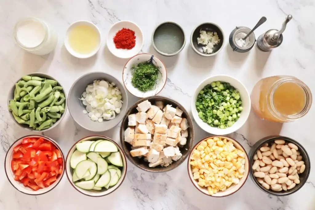 Ingredients for Summer Chicken Vegetable Soup