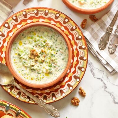 Tarator Recipe-Bulgarian Cold Cucumber Soup Recipe-Tarator Soup Recipe-Bulgarian Cucumber Soup With Walnuts