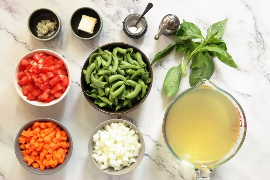 Ingredients for Tomato Green Bean Soup