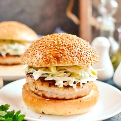 Apple Chicken Burgers and Slaw Recipe-How To Make Apple Chicken Burgers and Slaw-Homemade Apple Chicken Burgers and Slaw