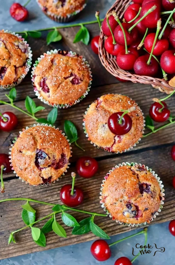 Fresh Cherry and Almond Flavor Muffins
