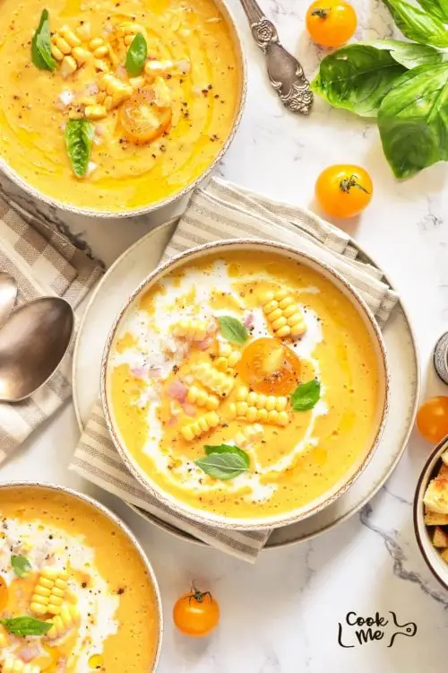 Yellow Tomato Corn Gazpacho