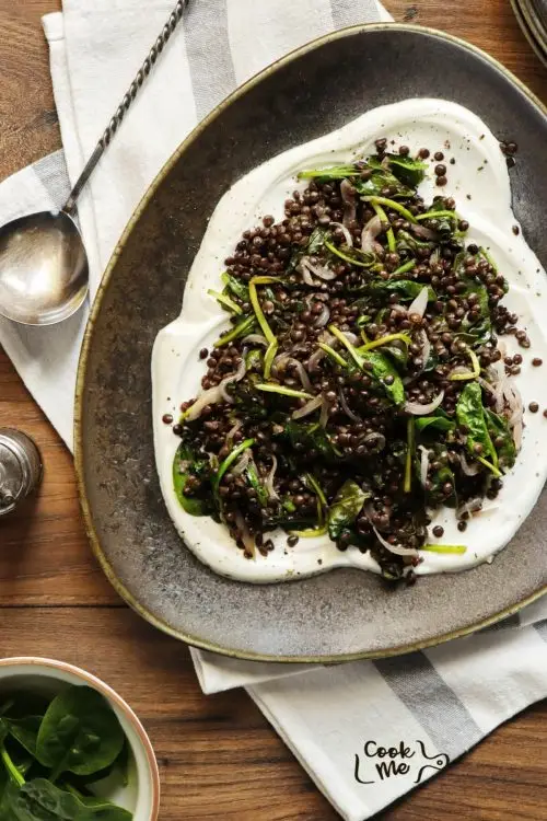 Black Lentils with Spinach