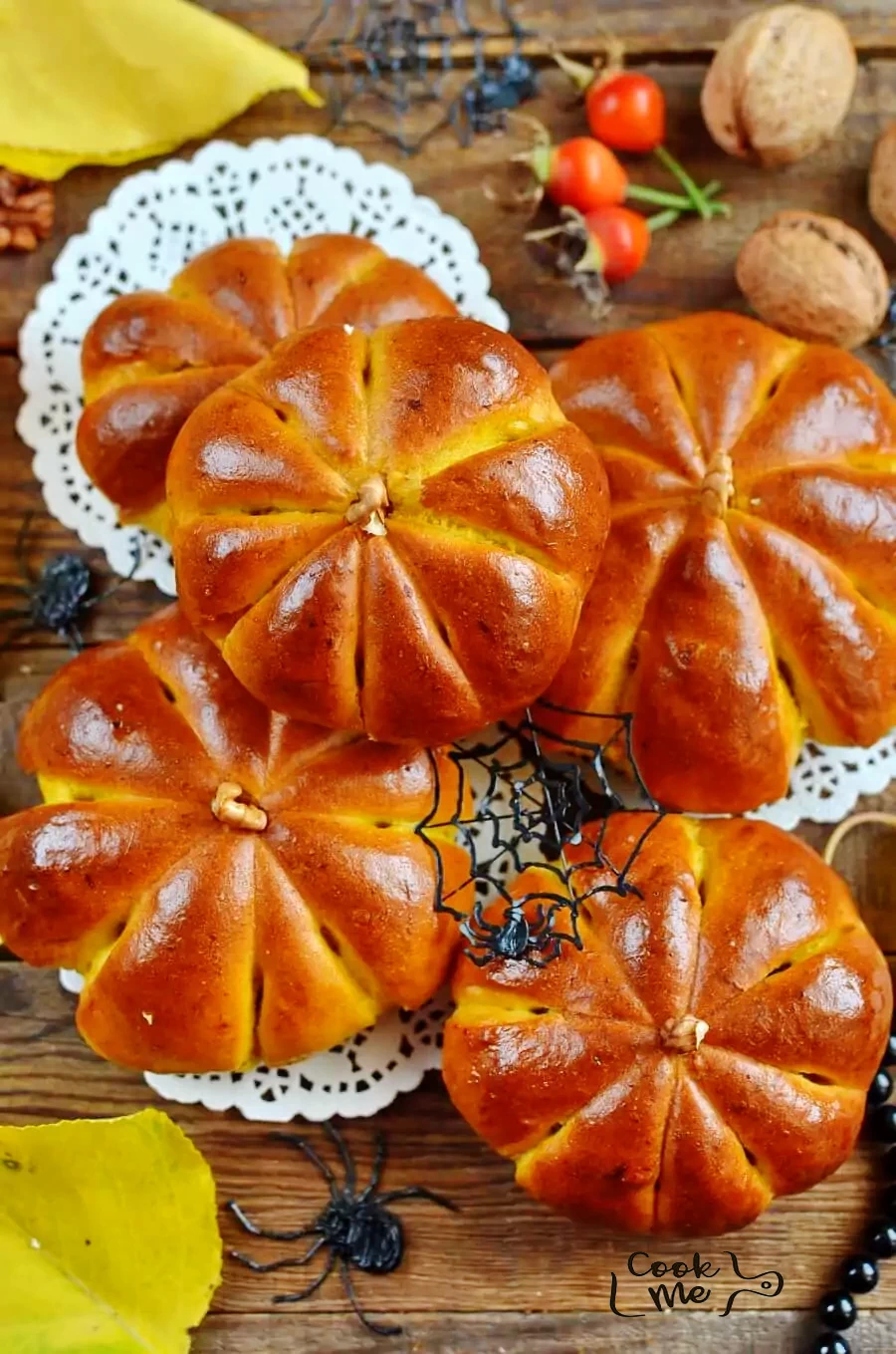 Cream Cheese Stuffed Pumpkin Dinner Rolls