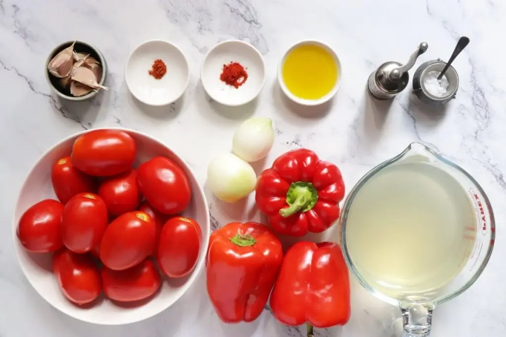 Ingredients for Roasted Red Pepper and Tomato Soup