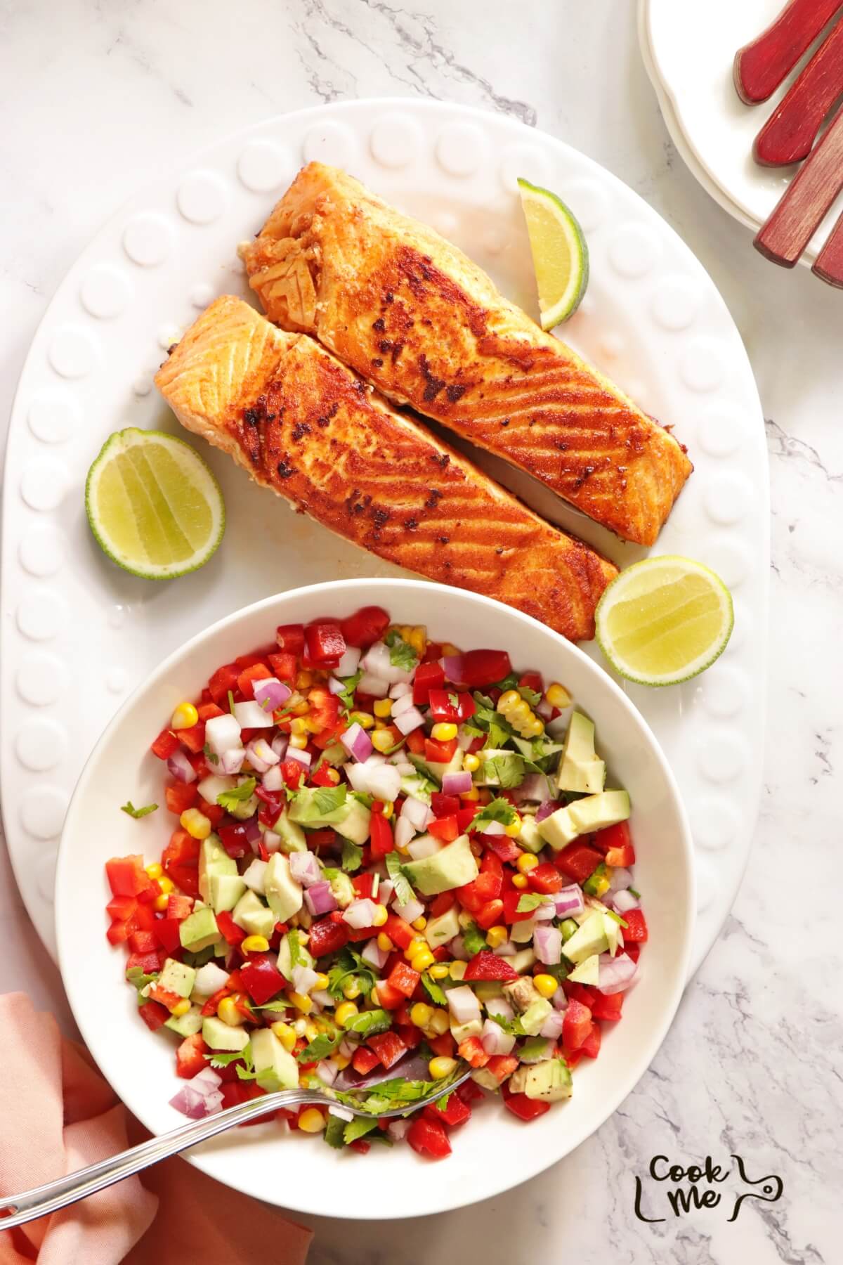 Salmon with Corn and Pepper Salsa Recipe Cook.me Recipes