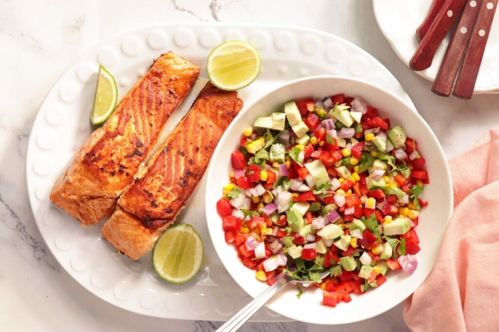 How to serve Salmon with Corn and Pepper Salsa