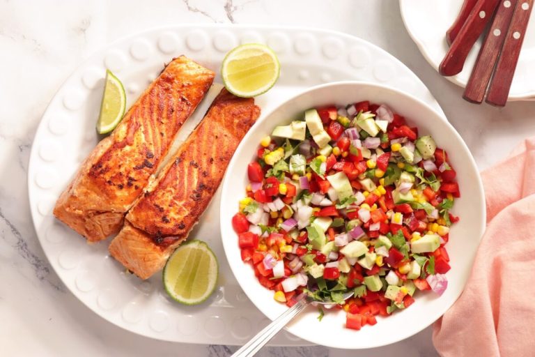 Step 7 - Salmon with Corn and Pepper Salsa