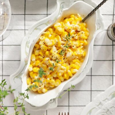 Slow Cooker Creamed Corn Recipe-Crockpot Creamed Corn-Side Dish Ideas for Thanksgiving-Side Dish for Thanksgiving-Easy Corn Recipe for Thanksgiving