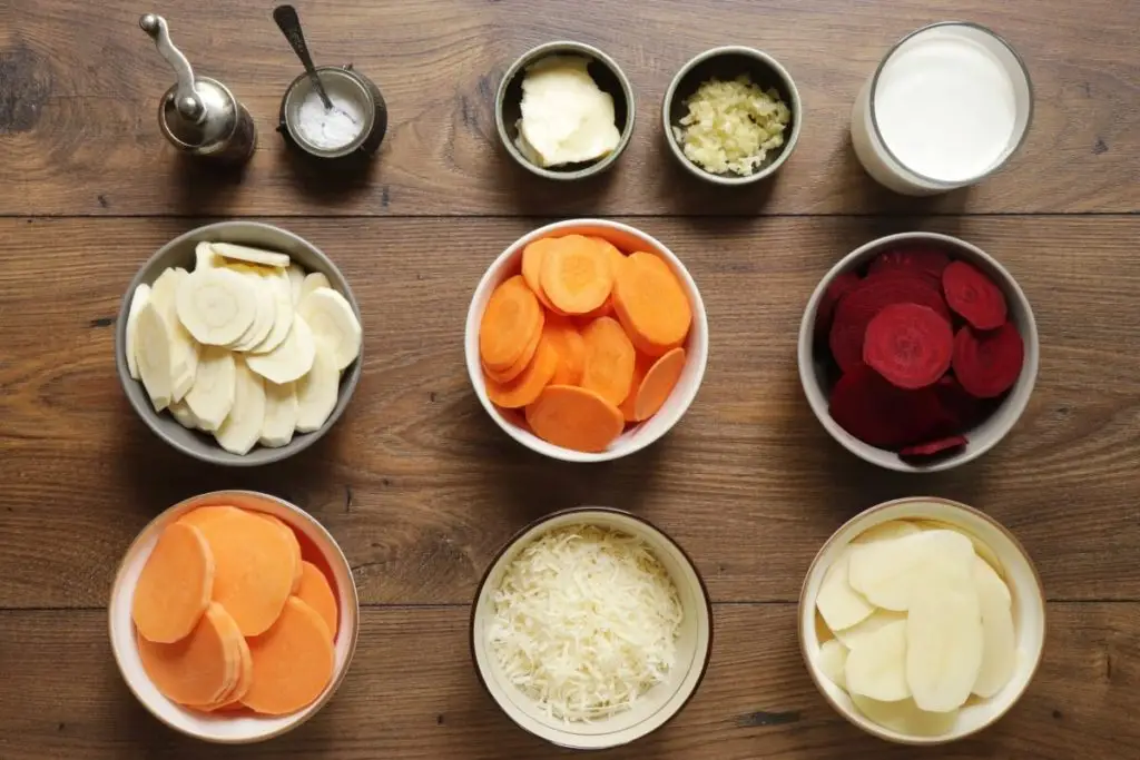 Ingredients for Easy Root Vegetable Gratin