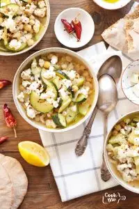 Mediterranean Chicken, Chickpea and Zucchini Soup