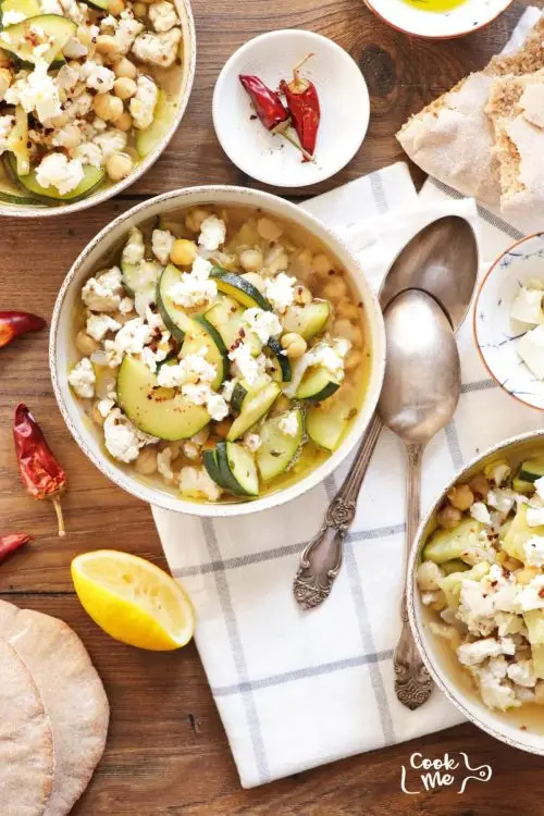 Mediterranean Chicken, Chickpea and Zucchini Soup