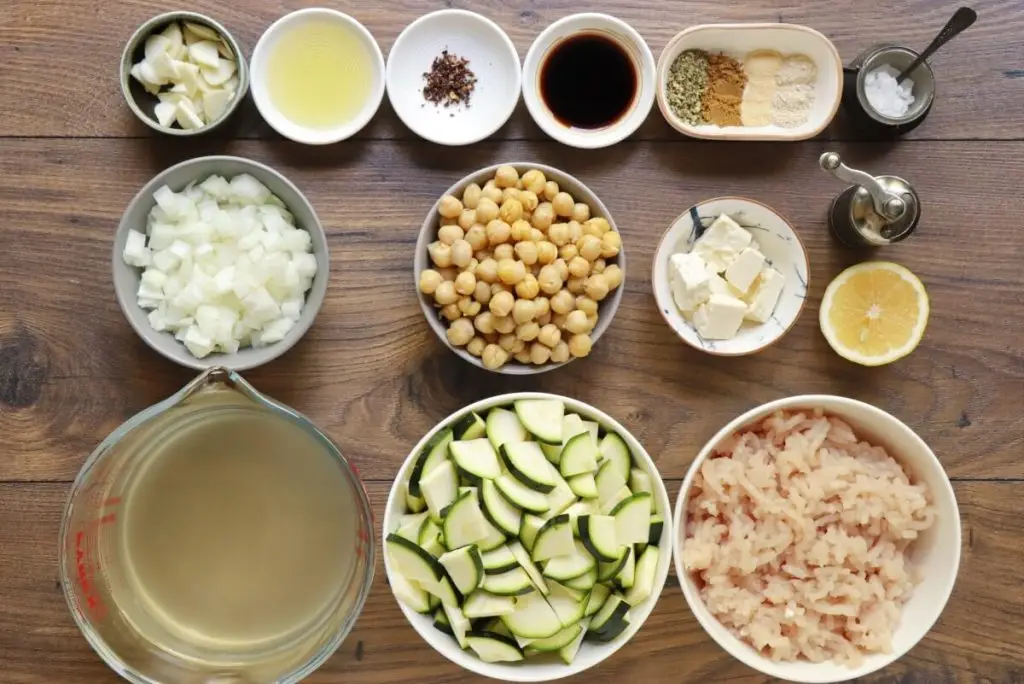 Ingredients for Mediterranean Chicken, Chickpea and Zucchini Soup